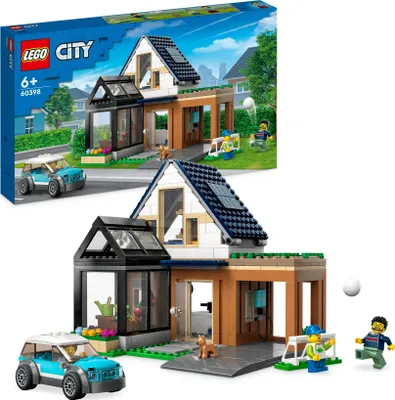 Produktbild von LEGO 60398 City Familienhaus mit Elektroauto, Puppenhaus Set mit Spielzeugauto und Zubehör, Bauen mit Modulen, modulares Bau-Spielzeug für Kinder ab 6 Jahren