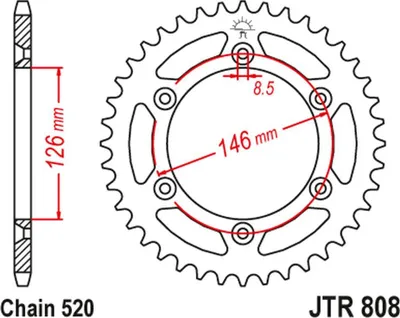 Obrázok produktu pre Zębatka JT 46T 520 JTR808.46