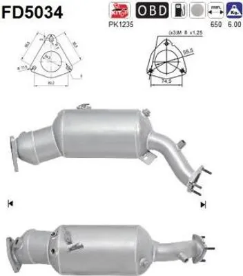 Produktbild von AS FD5034 Dieselpartikelfilter Rußpartikelfilter DPF für AUDI A4 Avant (8K5, B8) Abgasanlage Diesel