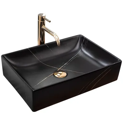 Zdjęcie produktu dla Umywalka nablatowa REA Inga Black Marble Mat