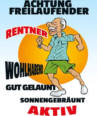 Produktbild von vianmo Holzschild 40x30 cm Achtung freilaufender Rentner