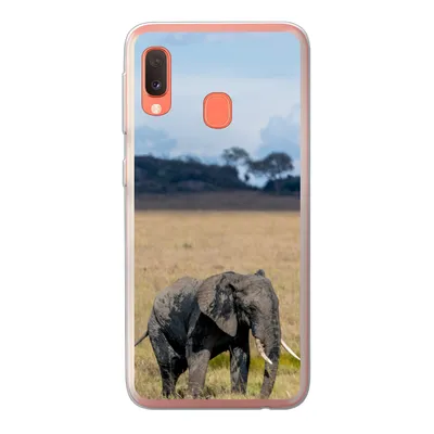 Produktbild von MuchoWow® Handyhülle Schutzhülle Hülle für Samsung Galaxy A20e Elefant - Gras - Tiere - Natur Silikon Softcase Handy Hülle - Abdeckung