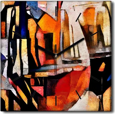 Produktbild von Coloray Uhr auf Leinwand 30x30 cm Wand Uhr Dekoration Wohnzimmer Segeltuch schwarze Hände -Weinkunstkunst