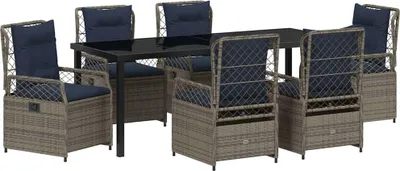 Image de vidaXL Ensemble de jardin 7 pcs Gris Poly-Rotin