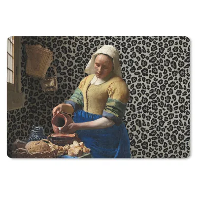 Produktbild von MuchoWow® Schreibtischunterlage Milchmädchen - Kunst - Pantherdruck - Vermeer - Gemälde - Alte Meister 60x40 cm - XXL Mauspad - Großes Mauspad