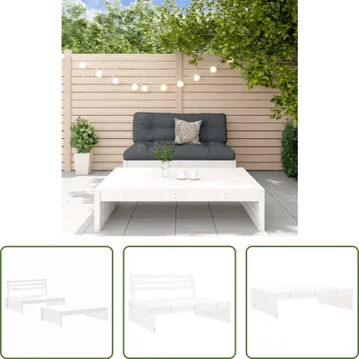 Produktbild von The Living Store 2-tlg. Garten-Lounge-Set Weiß Massivholz Kiefer