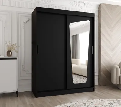 Produktbild von Kleiderschrank 150 cm ZAMIRA mit Spiegel - schwarz