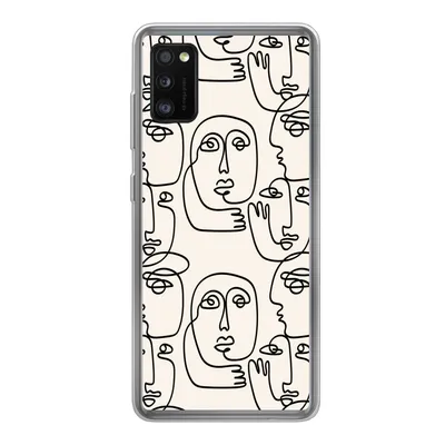 Produktbild von MuchoWow® Handyhülle Schutzhülle Hülle für Samsung Galaxy A41 Gesicht - Muster - Strichzeichnung Silikon Softcase Handy Hülle - Mobiltelefon
