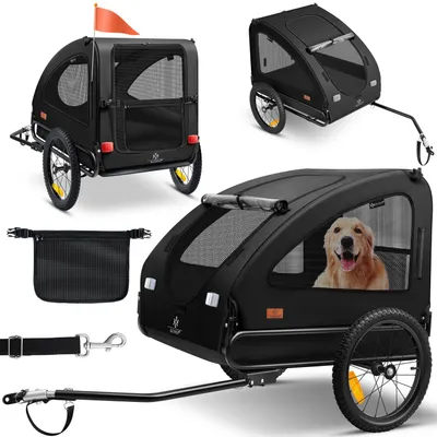 Produktbild von KESSER® Hundeanhänger Boxer 2-in-1 Hundebuggy Fahrradanhänger groß ca. 250L Volumen - Inkl. Fahne und Tasche - 600D Oxford Canvas, Klappbar SmartSpace Concept, maximale Belastbarkeit: 45kg