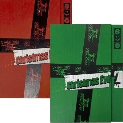 Two sets of album packaging, one red and one green, are shown side-by-side.