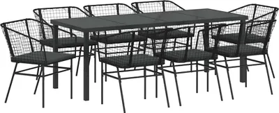 Image de vidaXL Ensemble de jardin 9 pcs noir Poly-Rattan