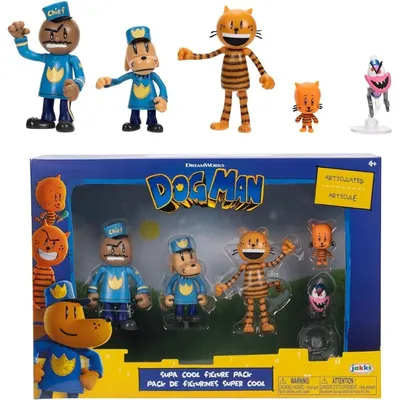 Obrázok produktu pre Dog Man Supa Cool Figure Pack, 4 rok / roky, Viacfarebný, Plast