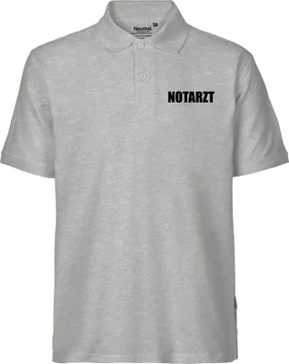 Produktbild von Huuraa Herren Polo Shirt Notarzt Schriftzug XXL Sport Grey Bio Baumwolle Fairtrade Poloshirt Geschenkidee