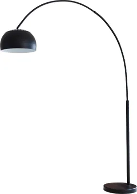 Produktbild von SalesFever Bogenlampe 195 cm | Ø Lampenschirm 33 cm | echter Marmorfuß | B 165 x T 33 x H 195 cm | schwarz lackiert