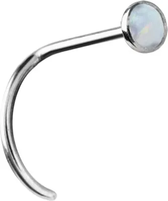 Produktbild von Karisma Titan G23 Nasenpiercing Stärke 0,8mm mit Opal Stein Weiss 2,35mm
