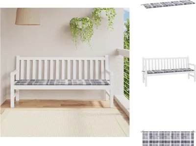 Produktbild von vidaXL Gartenbank-Auflage Grau Karomuster 180x50x3 cm Oxford-Gewebe - Sitzpolster