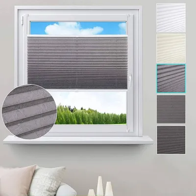 Produktbild von WOLTU Plissee Klemmfix ohne Bohren Crushed Optik, Jalousie Faltrollo Blickdicht, easyfix Sichtschutz Sonnenschutz, Grau 120x130 cm