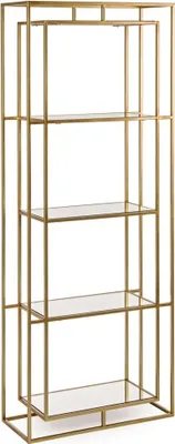 Produktbild von Bücherregal Elenor 68x28x172,5cm Stahlgestell Gold mit 4 Regalböden aus Glas