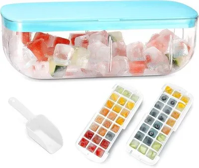 Produktbild von Famanu Eiswürfelform mit Deckel - Silikon Eiswürfelbereiter - Doppelschicht - Eiskelle - für Cocktails und Säfte