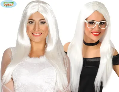 Produktbild von Dämonische Halloween Perücke Lang Rot Fasching Haar Kostüm Party Glamour Effekt Styling, Farbe: Weiß