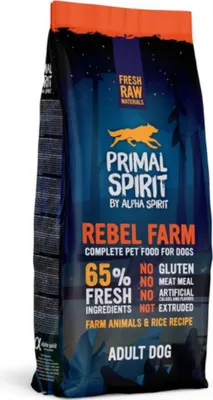 Produktbild von Alpha Spirit Rebel Farm Trockenfutter für Hunde, 65 % Fett, 12 kg
