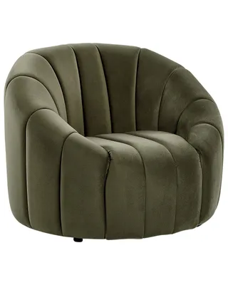 Produktbild von BELIANI Sessel Dunkelgrün Samt mit Niedriger Rückenlehne Gesteppt Oval Muschel Form Retro Design Wohnzimmer Schlafzimmer Garderobe Ausstattung