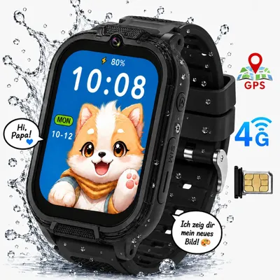 Produktbild von Smartwatch Kinder mit 4G mit GPS, Telefonfunktion für Jungen & Mädchen, SOS, Schrittzähler, Wecker, KI-generiertes Bild