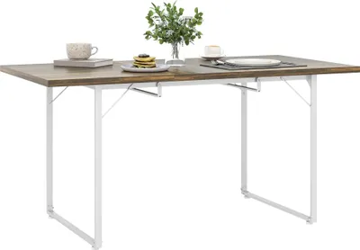 Obrázek produktu pro Jídelní stůl - Rozkládací - 120-160 cm - Dřevěná deska - Kovový U-rám - Moderní styl - Hnědý