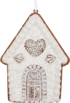 Obrázek produktu pro Clayre & Eef Vánoční visačka perníková chaloupka 8x1x10 cm bílá plastová