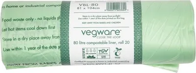Immagine prodotto di Sacchi per rifiuti compostabili Vegware Biobag da 80 litri (240 pezzi)