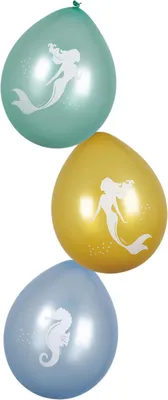 Image de Ballon sirène décoration de fête 6 pièces multicolores 25 cm - taille unique