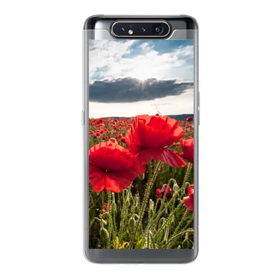 Produktbild von MuchoWow® Handyhülle Schutzhülle Hülle für Samsung Galaxy A80 Mohnblumen vor einem dramatischen, stürmischen Himmel Silikon Softcase Handy Hülle - Schutzdeckel