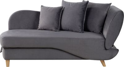 BELIANI Chaiselongue Rechtsseitig Dunkelgrau Samtstoff mit Bettkasten Dekokissen Modern Récamiere Liegesofa Sitzmöbel Wohnzimmer Jugendzimmer