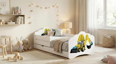 Produktbild von Happy Babies Kinderbett Mobi - Mit Matratze & Schublade und Rausfallschutz, 80x160, Mädchen Kinderbetten & Jugendbett Jungen Kids Bed ( nr 32)