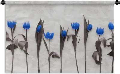 Produktbild von MuchoWow® Wandteppich Wandbehang Blumen - Tulpen - Blau 120x80 cm Tapisserie Dekoration Wandtuch - Wanddekorationen - Wandtücher