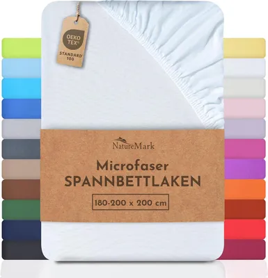 Produktbild von NatureMark - Mikrofaser SPANNBETTLAKEN zum Sparpreis! viele Größen und Farben Markenware (180x200-200x200 cm, weiß)