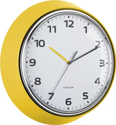 Produktbild von Karlsson - Wanduhr Modern Retro - Leuchtendes Gelb - Ø34cm