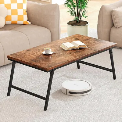 Zdjęcie produktu dla Składany drewniany stolik kawowy Stolik do salonu 105x55x40 cm ciemnobrązowy
