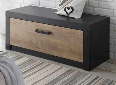 Produktbild von Garderobe Sitzbank "Beveren" Kastanie grau Garderobenbank  107 x 43