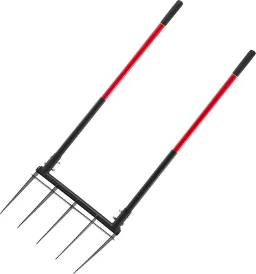 Immagine prodotto di VEVOR Broadfork Doubleshaft 510x320 mm, forca a 5 denti con due manici in fibra di vetro, robusta forca per vangare, design ergonomico a forma di U, attrezzo da giardino per compostaggio, trapianto e aerazione
