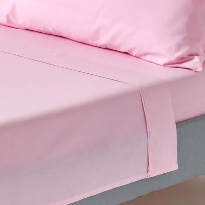 Produktbild von HOMESCAPES Bettlaken ohne Gummizug rosa, Fadendichte 200, 275 x 275 cm
