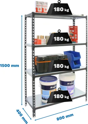 Immagine prodotto di SIMONCLICK MINI 4/400 1500 Scaffalatura metallica ANTRACITE/BRANCO