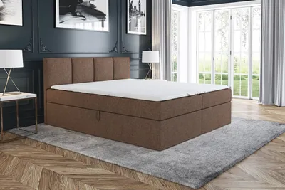 Produktbild von Boxspringbett RAFI 180x200 mit 2 Bettkästen, Bonell-Matratze und Topper. Farbe: Braun