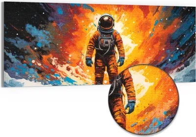 Produktbild von DEQORI Hybrid Leinwand Bild 150x60 cm 'Kosmischer Traum' Wandbild Glas flach modern