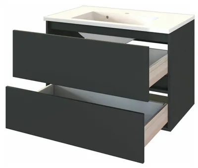 Produktbild von Waschtischunterschrank Brama 80cm 2 Schubladen - graphit/mattgrau