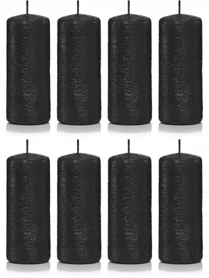 Produktbild von Drobo Schwarze Zylinder Dekokerzen Gerippt 10cm 8er Set