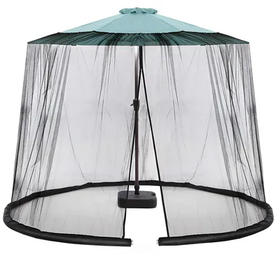 Image de Moustiquaire pour parasol, 335 x 240 cm. Moustiquaire pour parasol avec fermeture éclair pour se protéger des insectes (noire).
