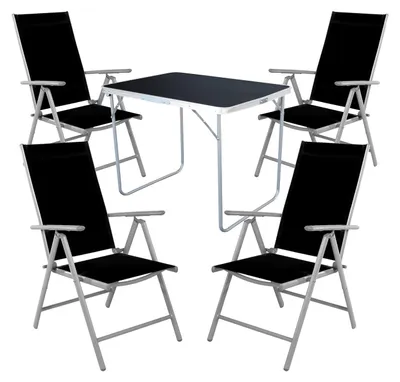 Image de set de camping 5 pièces table de camping + 4 chaises de camping chaise pliante