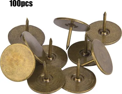 Immagine prodotto di 100 pezzi chiodi per tappezzeria, testa piatta, ciano-bronzo, ferro, spilli decorativi, accessori per divani, 19 x 15 mm