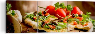 Produktbild von Bild auf Leinwand - Leinwandbild - Pizza Vegetarier Italien Essen - 120x40cm - Wand Bild - Wanddeko - Leinwanddruck - Bilder - Kunstdruck - Wanddekoration - Leinwand bilder - Wandkunst - CA120x40-2540